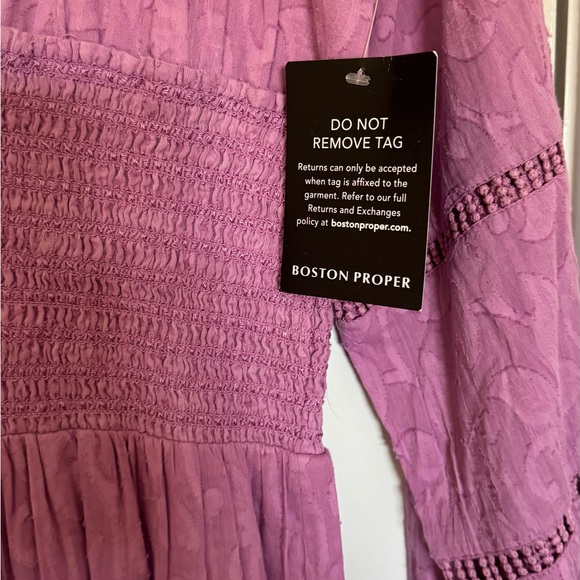NWT Boston Proper Purple Long Sleeve Ruffle Hem Maxi Dress Womens Size M - Picture 3 of 6